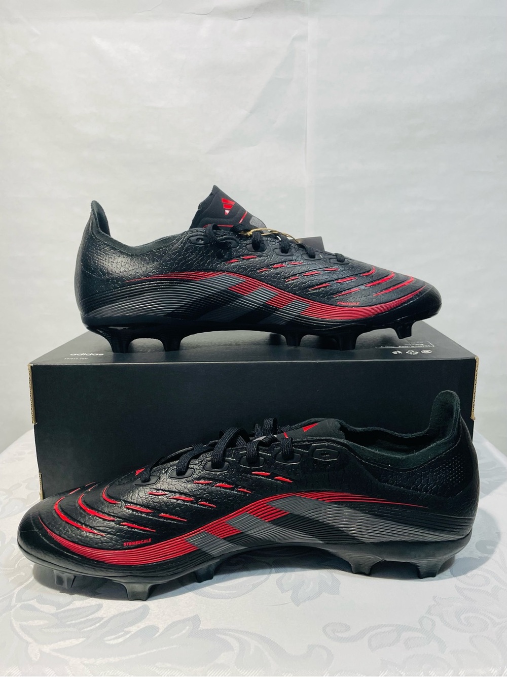 NWT Men’s 10 Adidas Predator League Firm Ground (FG), Black & Red Soccer Cleats - Picture 2 of 5